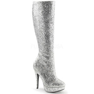 silver knee high platform boots